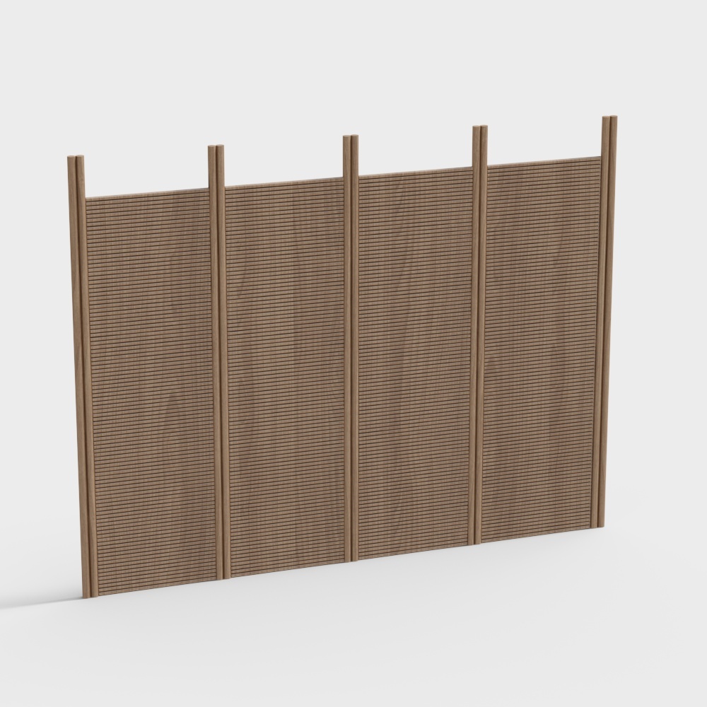 Low Poly Wooden Fence 3D Model – Natural Wood Panels
