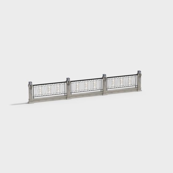 Chic Low Poly Iron Railing 3D Model for Creative Spaces