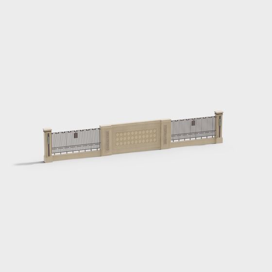 Modern Courtyard Fence 3D model