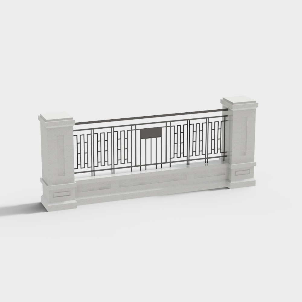 City Railing Low-Poly 3D Model