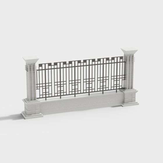 Elegant Low-Polygon Fence 3D model for Various Projects