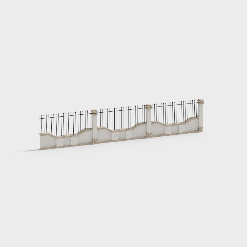 Elegant Low-Polygon Classical Wall 3D model