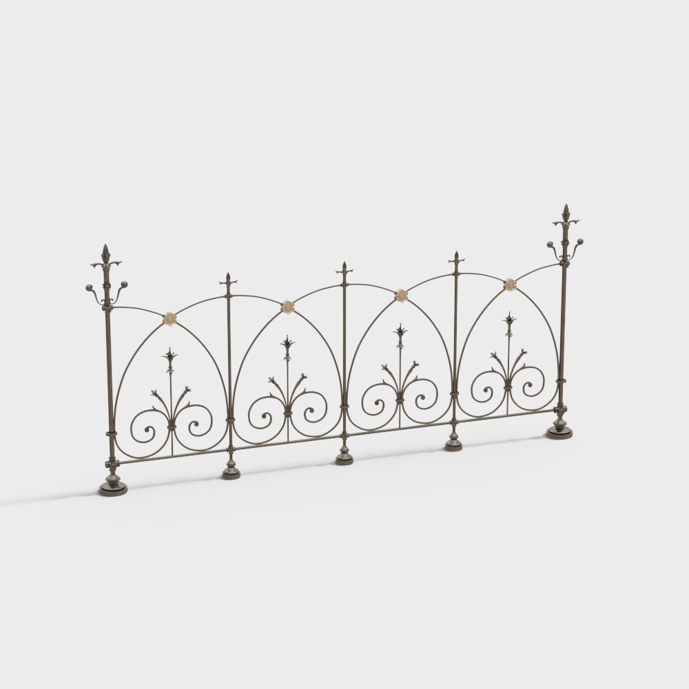 Modern style black wrought iron railing