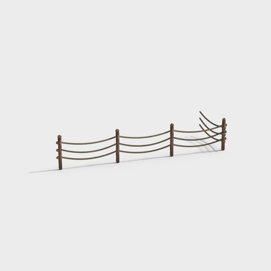 Vintage Wooden Fence Low-Poly 3D model