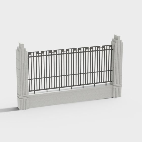 Artistic Low-Poly City Boundary Fence 3D model