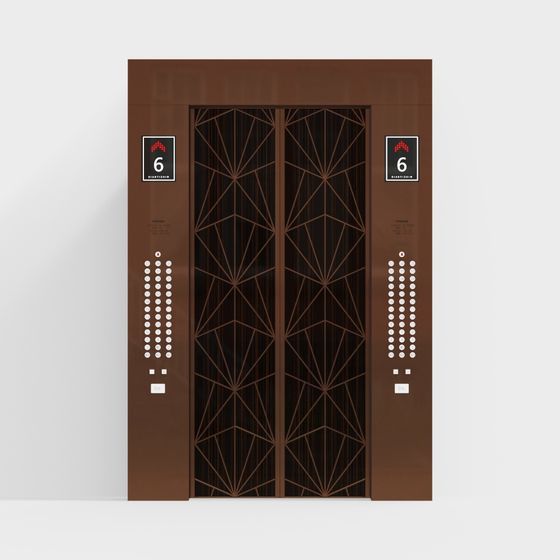 Modern Low-Polygon Elevator Doors 3D model