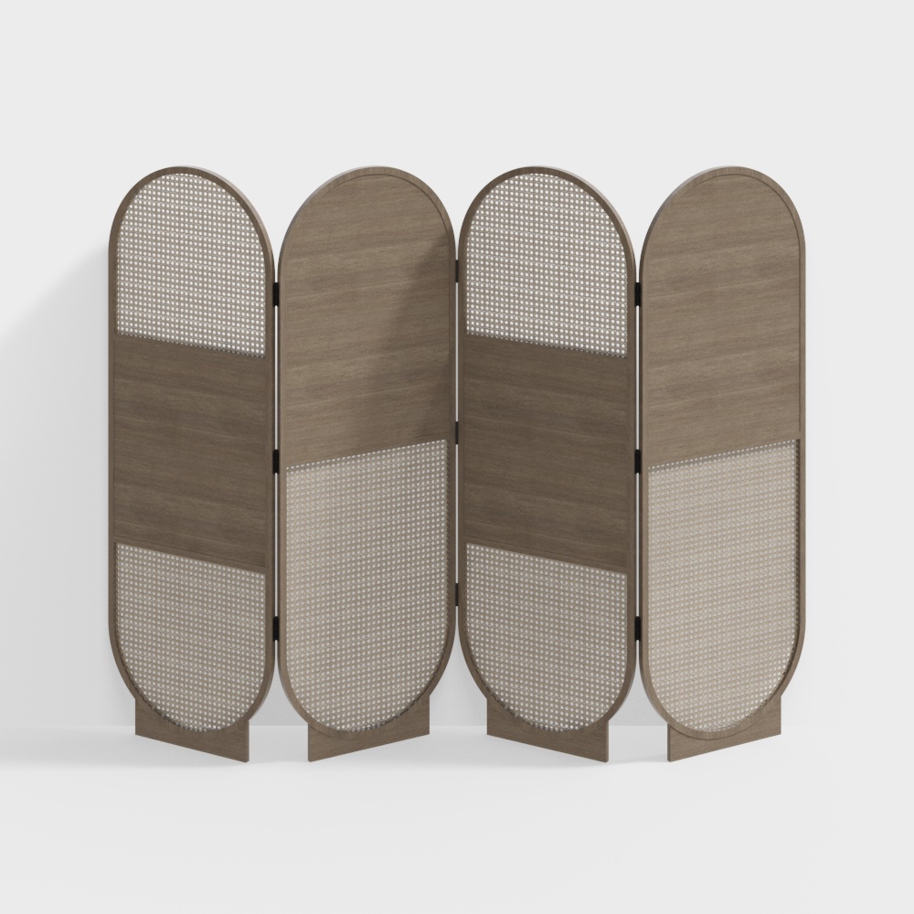 Wabi-sabi style round rattan partition screen