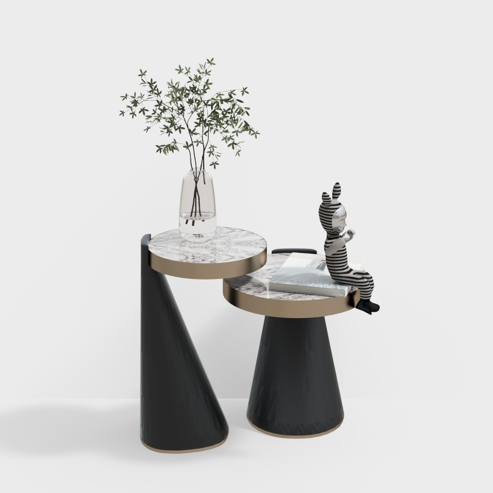 Urban Corner Side Table 3D Model – Modern Marble Top