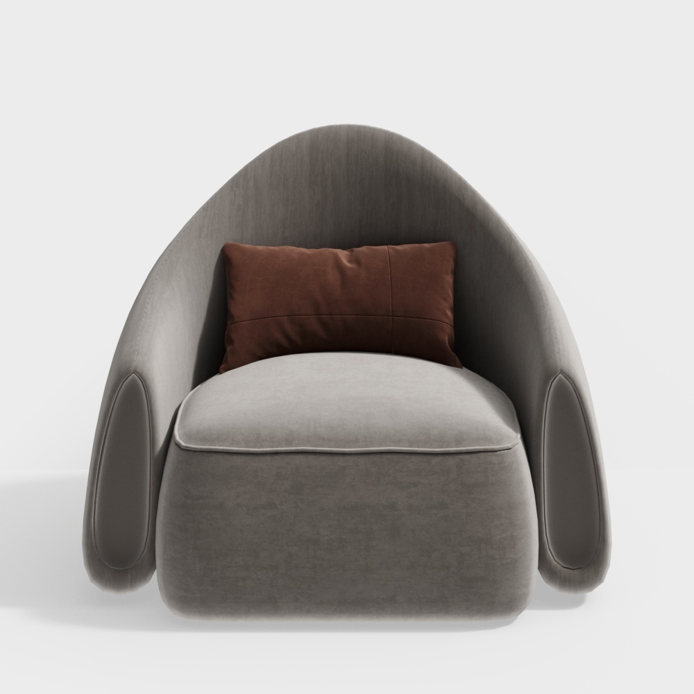 Elegant Curved Sofa 3D Model – Modern Suede Design