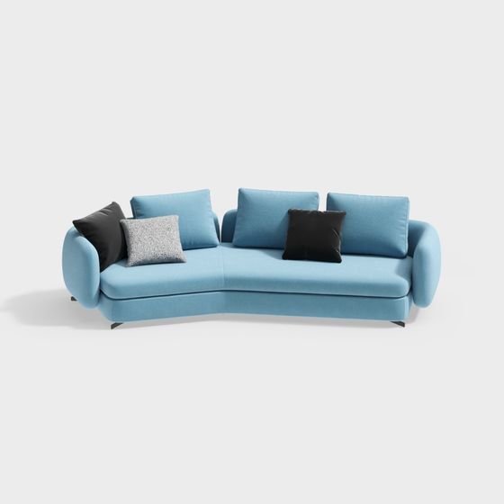 Unique Curved Low-Polygon Sofa 3D model