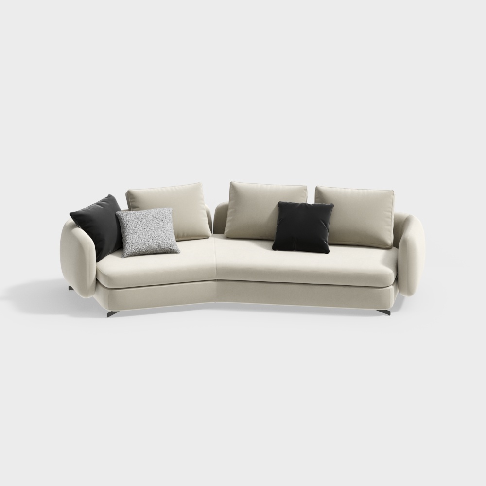 Elegant Curved Sofa 3D model for Modern Interiors