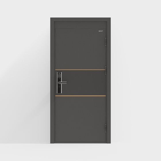 Brown silver modern high facade single door