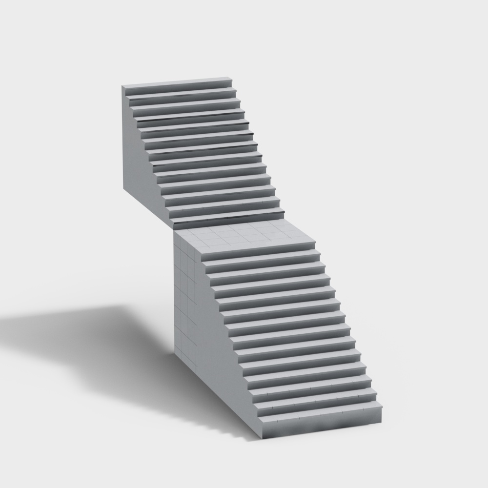 Urban Staircase 3D Model – Minimalist Concrete Design