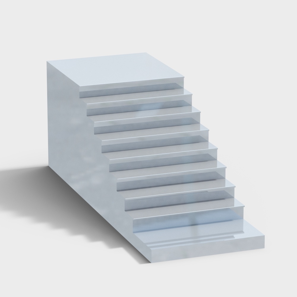 Low-Poly Modern Blue Staircase – Detailed Textured Steps