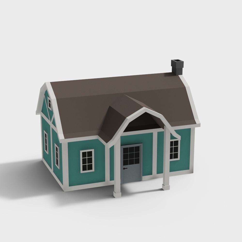 Cozy Cottage 3D Model – Rustic Low-Poly Design