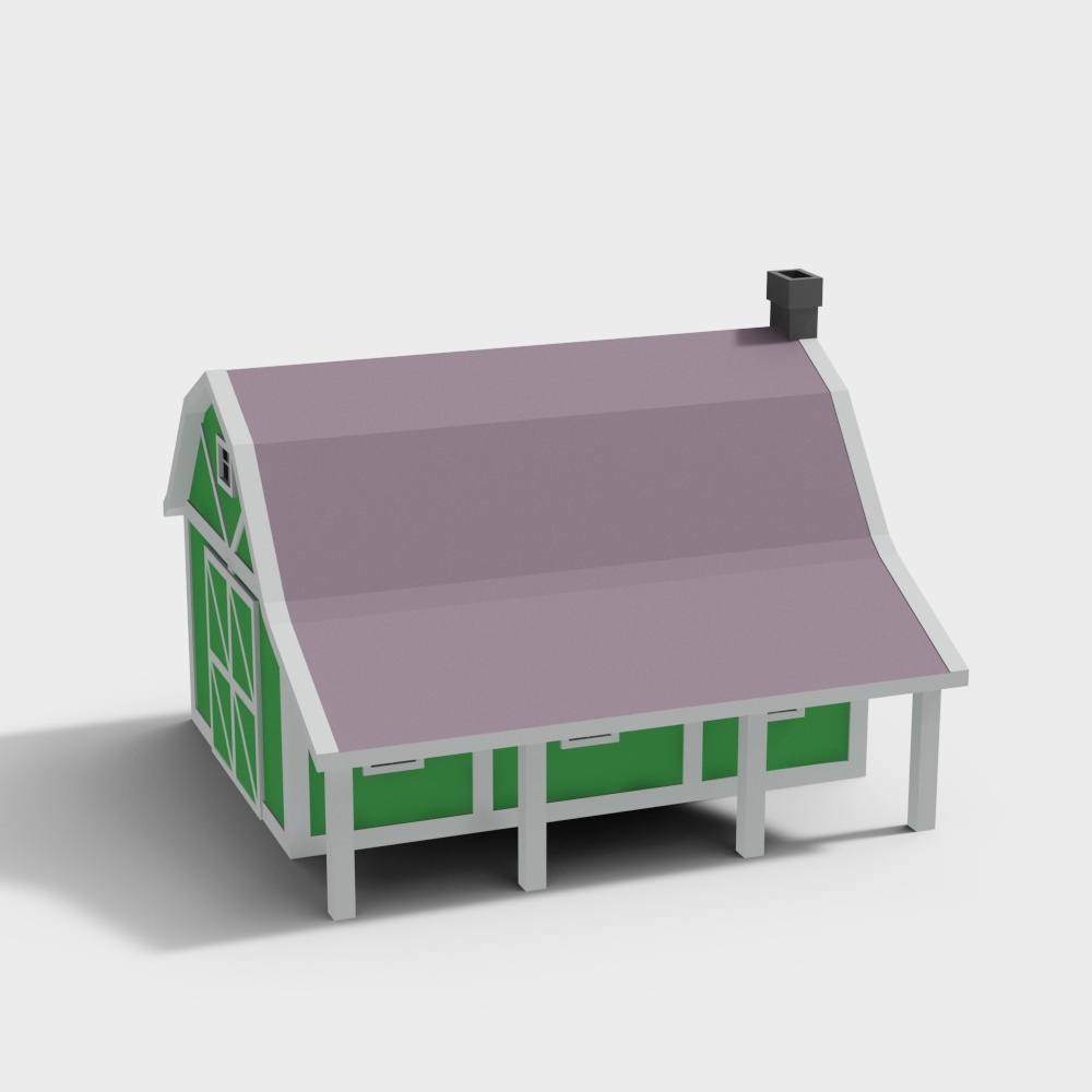 Charming Countryside Cottage 3D Model – Low-Poly Rural Design