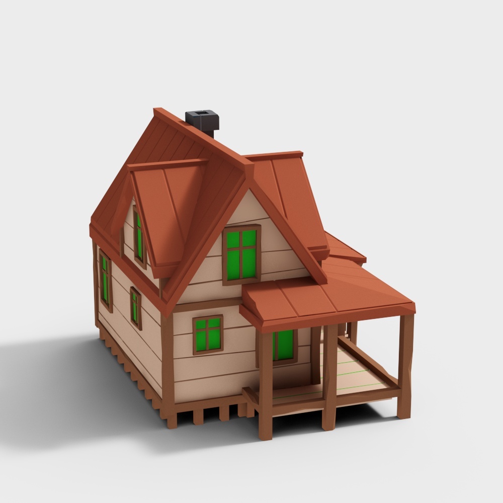 Cozy Cottage 3D Model – Low-Poly Countryside Design