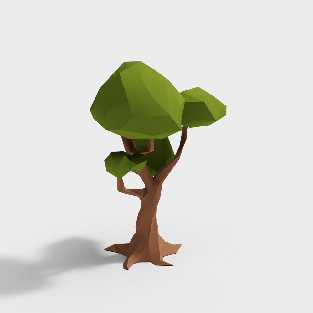 Forest Guardian Low Poly Tree 3D Model – Natural Design