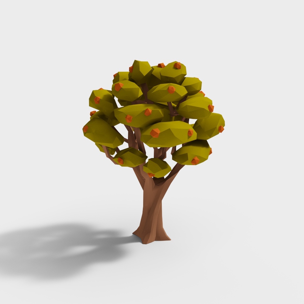 Autumn Tree 3D Model – Low Poly Vibrant Foliage