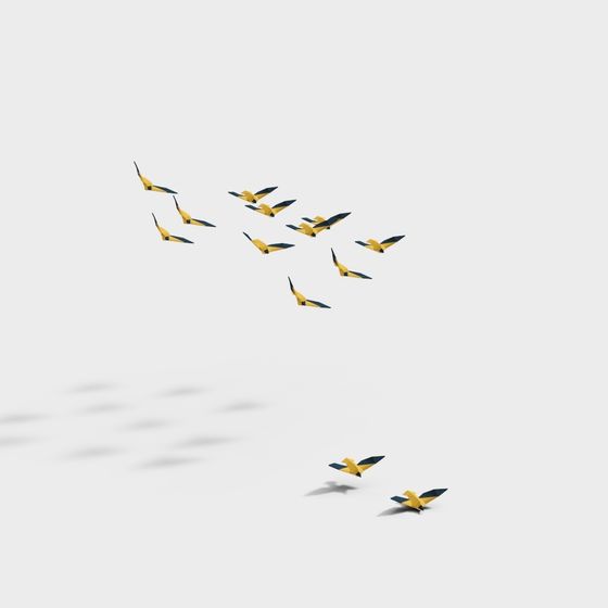 Low Poly Bird 3D model in Flight