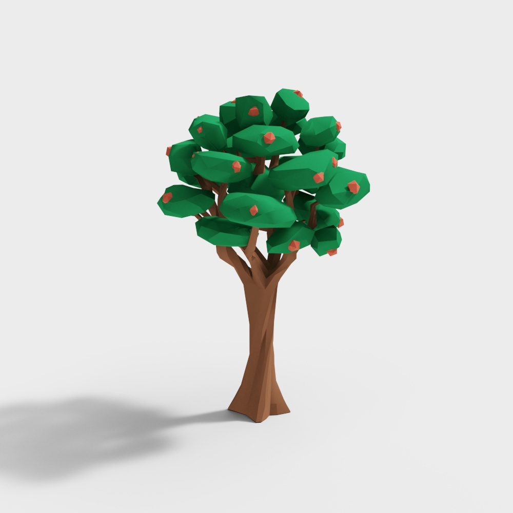 Low-Poly Green Tree 3D Model – Vibrant Geometric Foliage