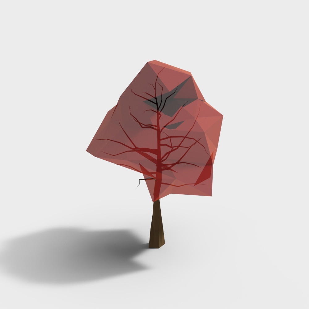 Abstract Red Leaf Tree 3D model