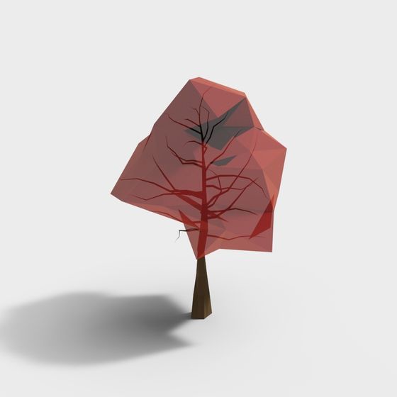Abstract Red Leaf Tree 3D model