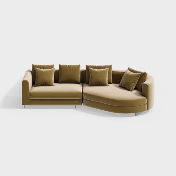 Unique Curved Sofa 3D model for Modern Interiors