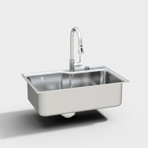 Sleek Stainless Steel Sink 3D model for Modern Kitchens