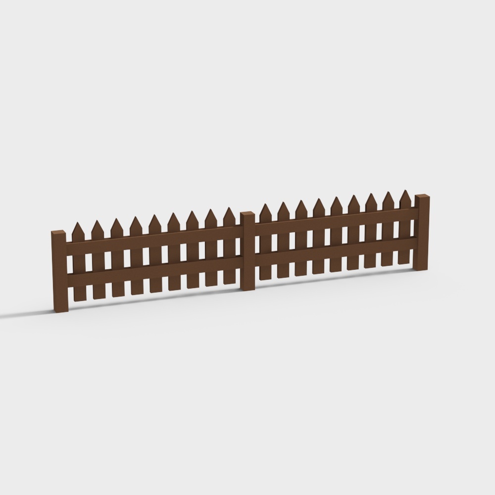 Low Poly Wooden Fence 3D Model – Rustic Outdoor Design