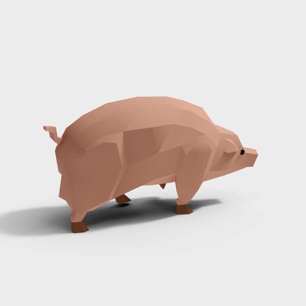 Low Poly Pig 3D Model in Soft Colors