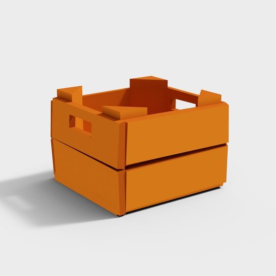 Orange Wooden Box 3D Model