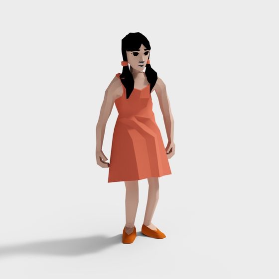 Summer Girl Low Poly 3D Model