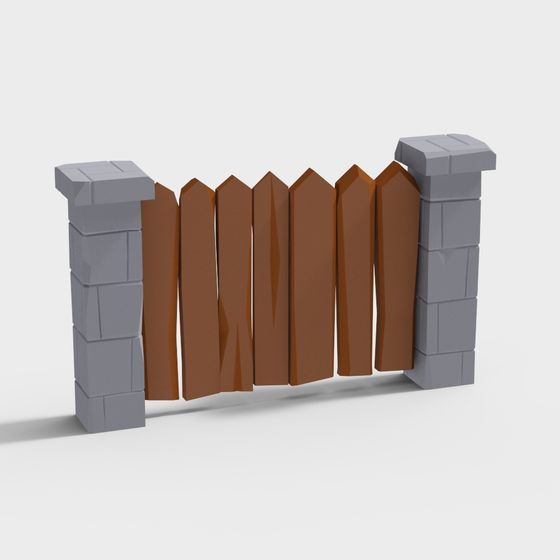Realistic Low-Polygon Wooden Fence 3D model
