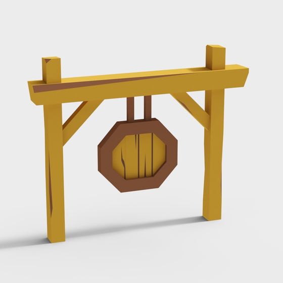 Rustic Wooden Swing Set 3D model for Countryside