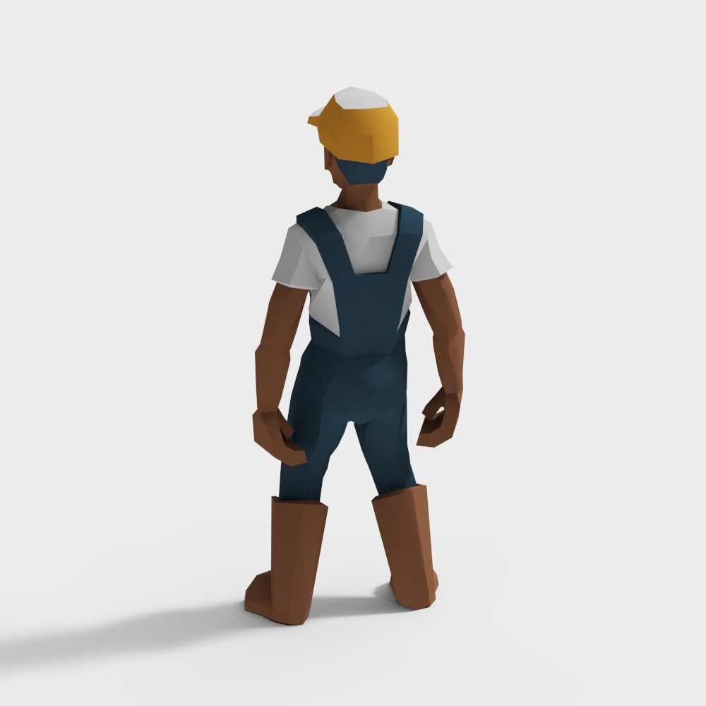 Low Poly Construction Worker 3D Model – Urban Laborer Design