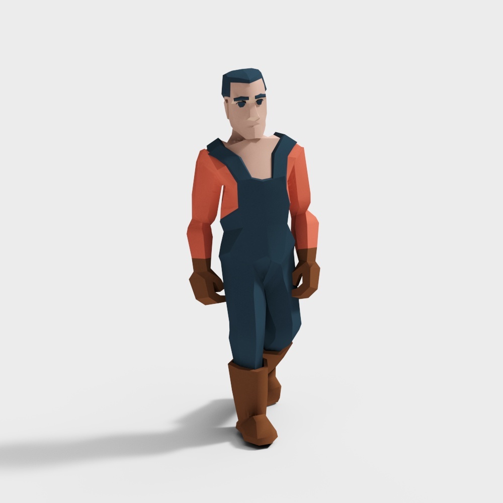 Vintage Character 3D Model – Low Poly Retro Style