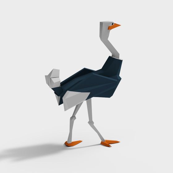 Low Poly Origami Ostrich 3D model