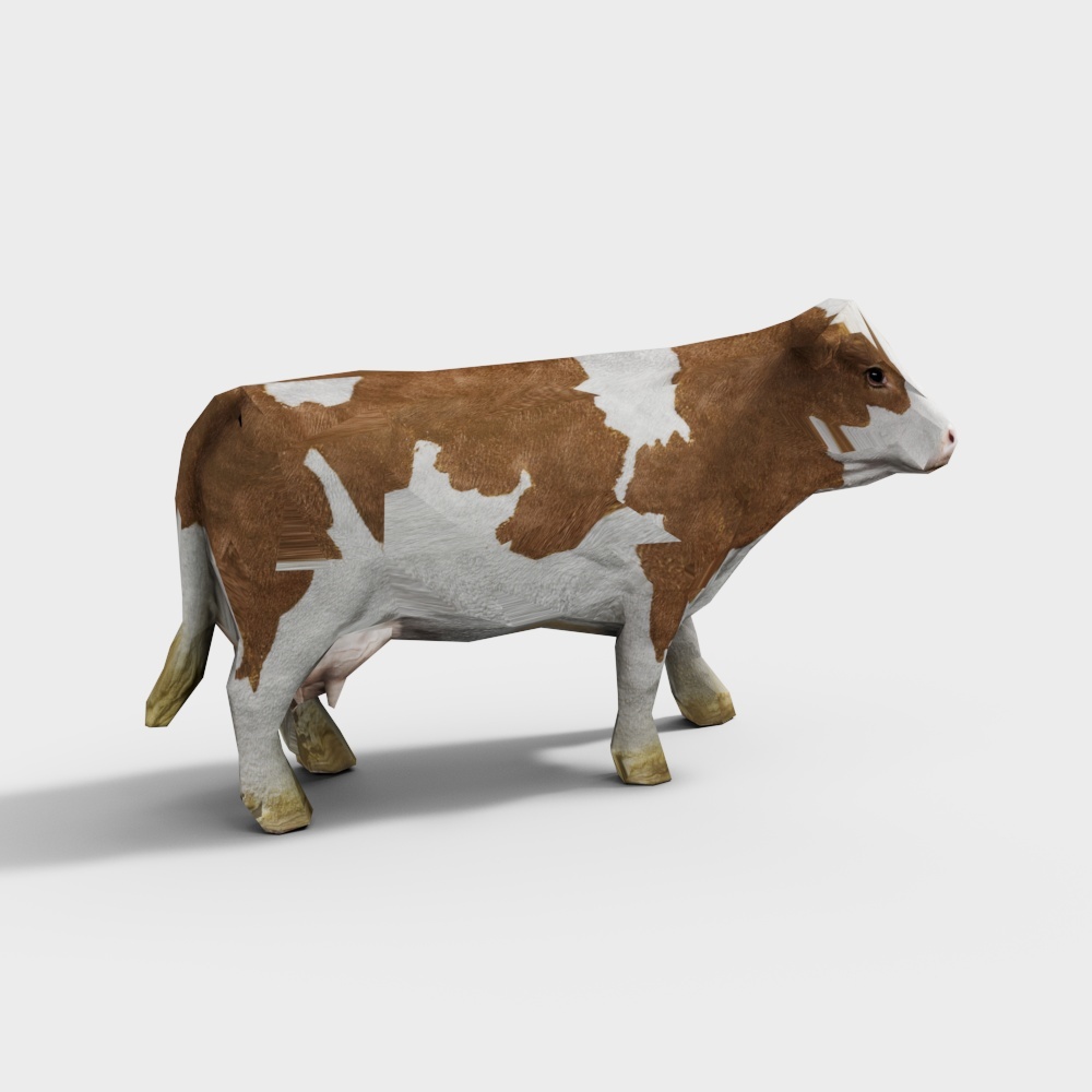 Realistic Low-Poly Cow 3D Model – Warm Textured Design