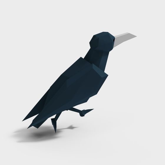Low Poly Crow 3D model for Creative Projects