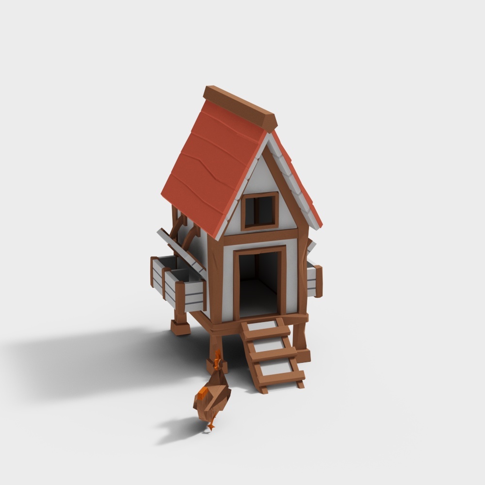 Fairy Tale Treehouse 3D Model – Low-Poly Rustic Design