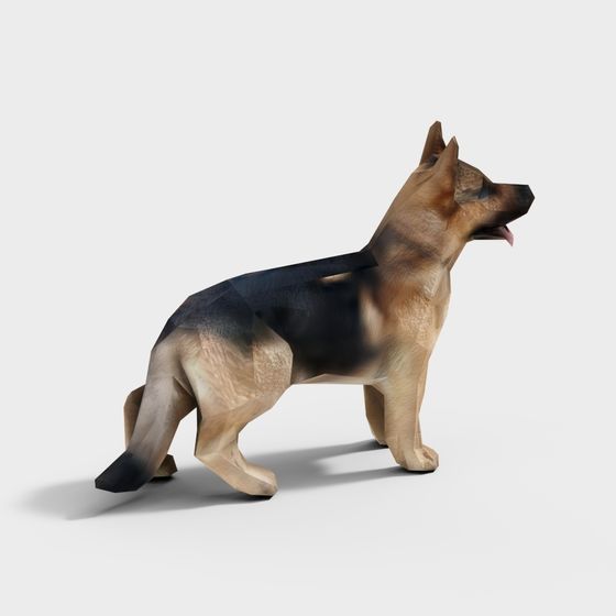 Realistic Low-Poly German Shepherd Dog 3D Model