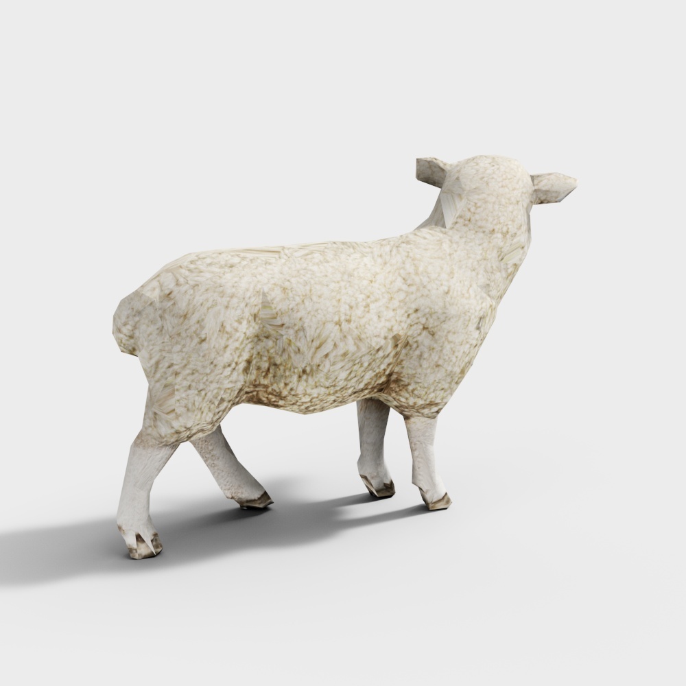 Realistic Low-Poly Sheep 3D Model – Soft Beige Textured