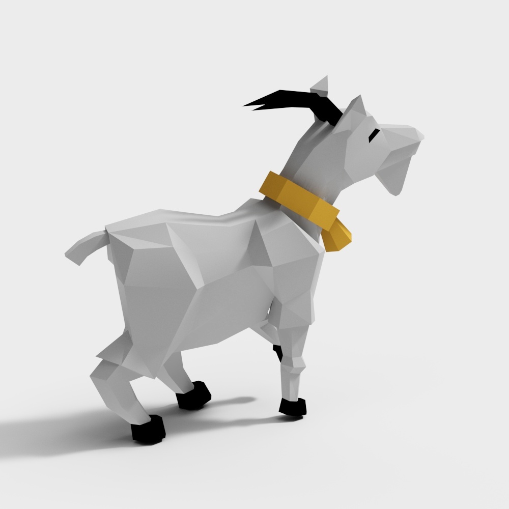 Low Poly Goat 3D Model – Minimalist Animal Asset