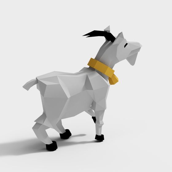 Stylish Low-Poly Goat 3D Model