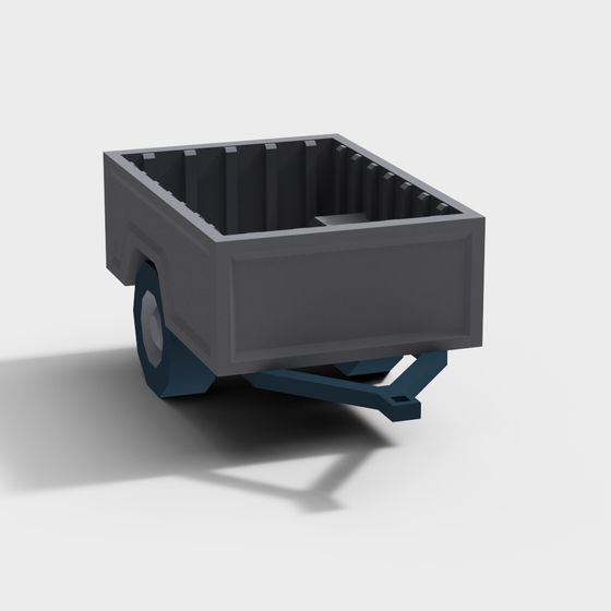 Industrial Low Poly Trailer 3D model