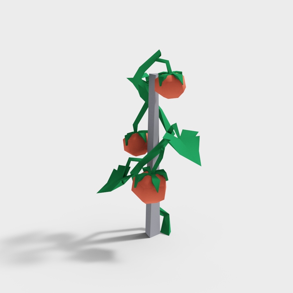 Low-Poly Tomato Vine 3D Model – Vibrant Natural Design