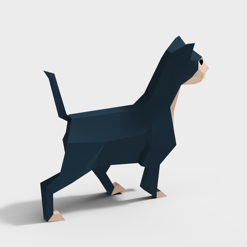 Low Poly Cat 3D model for Modern Design