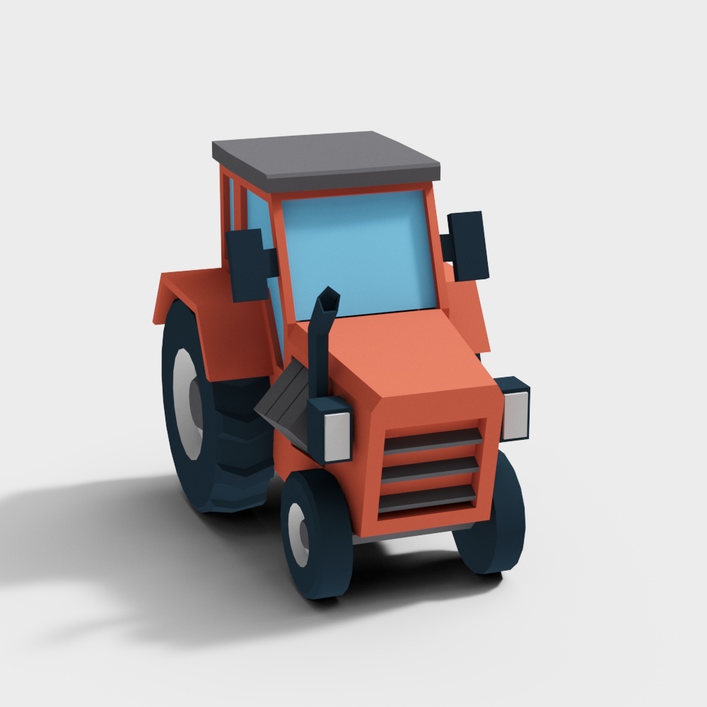 Vibrant Low-Poly Tractor 3D Model – Colorful Farm Equipment