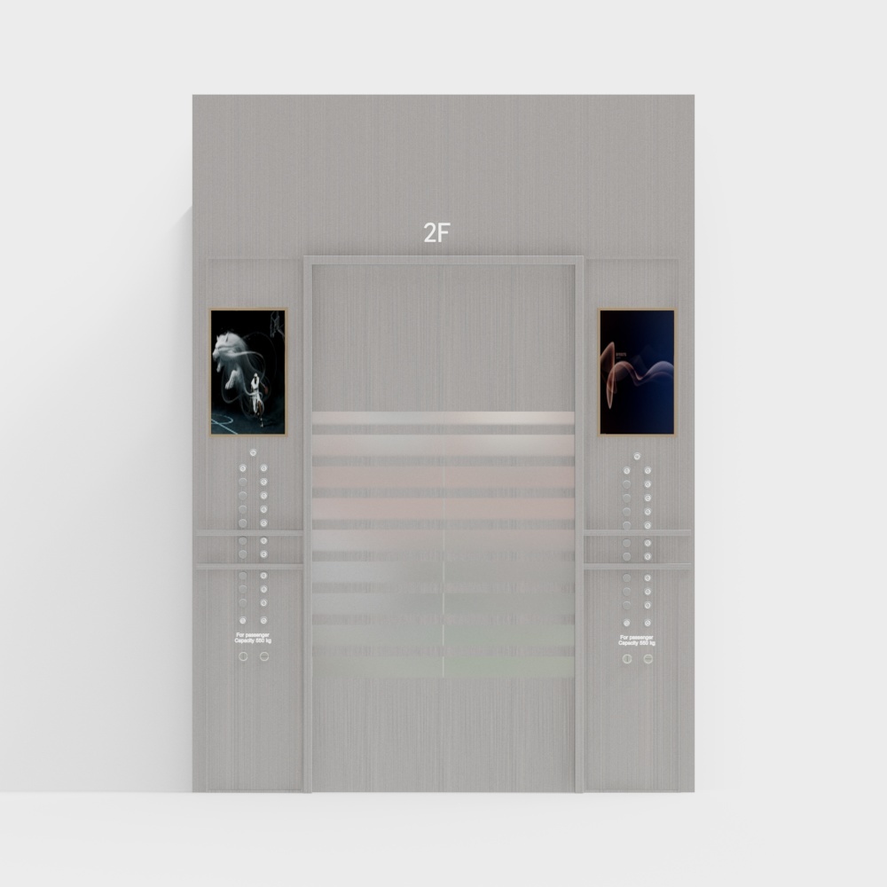 Modern elevator car metal interior door